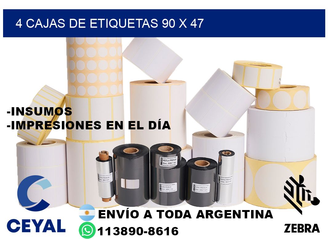 4 cajas de etiquetas 90 x 47