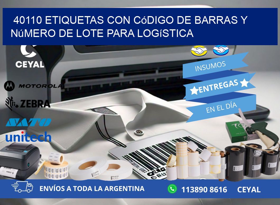 40110 etiquetas con código de barras y número de lote para logística