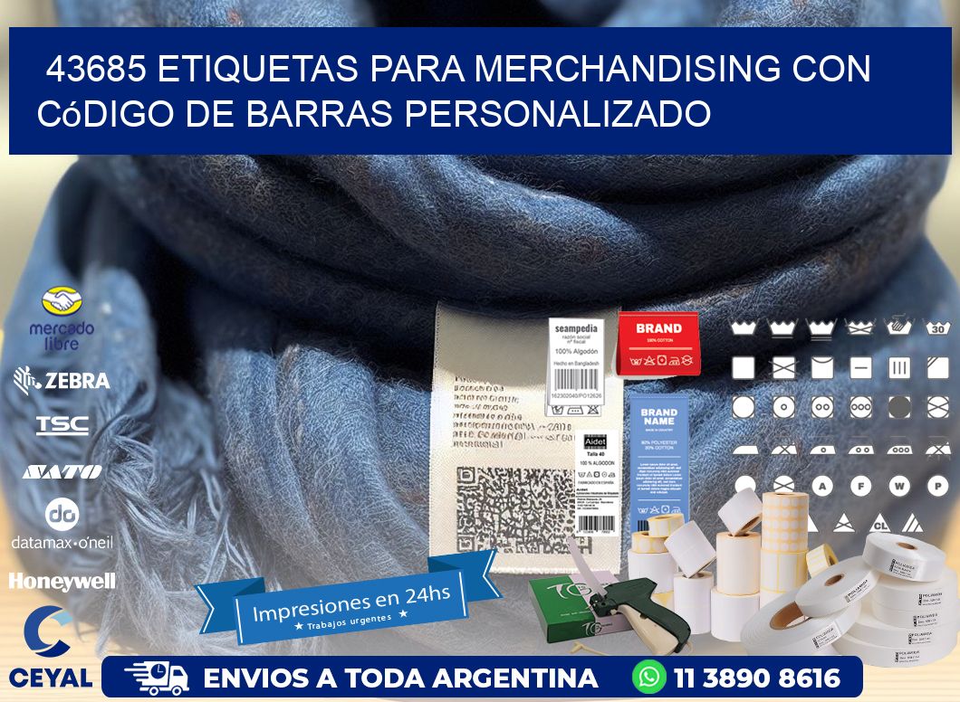 43685 etiquetas para merchandising con código de barras personalizado