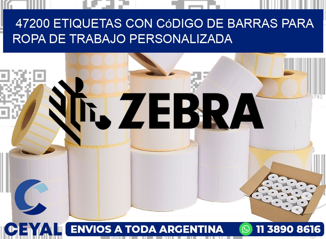 47200 Etiquetas con código de barras para ropa de trabajo personalizada