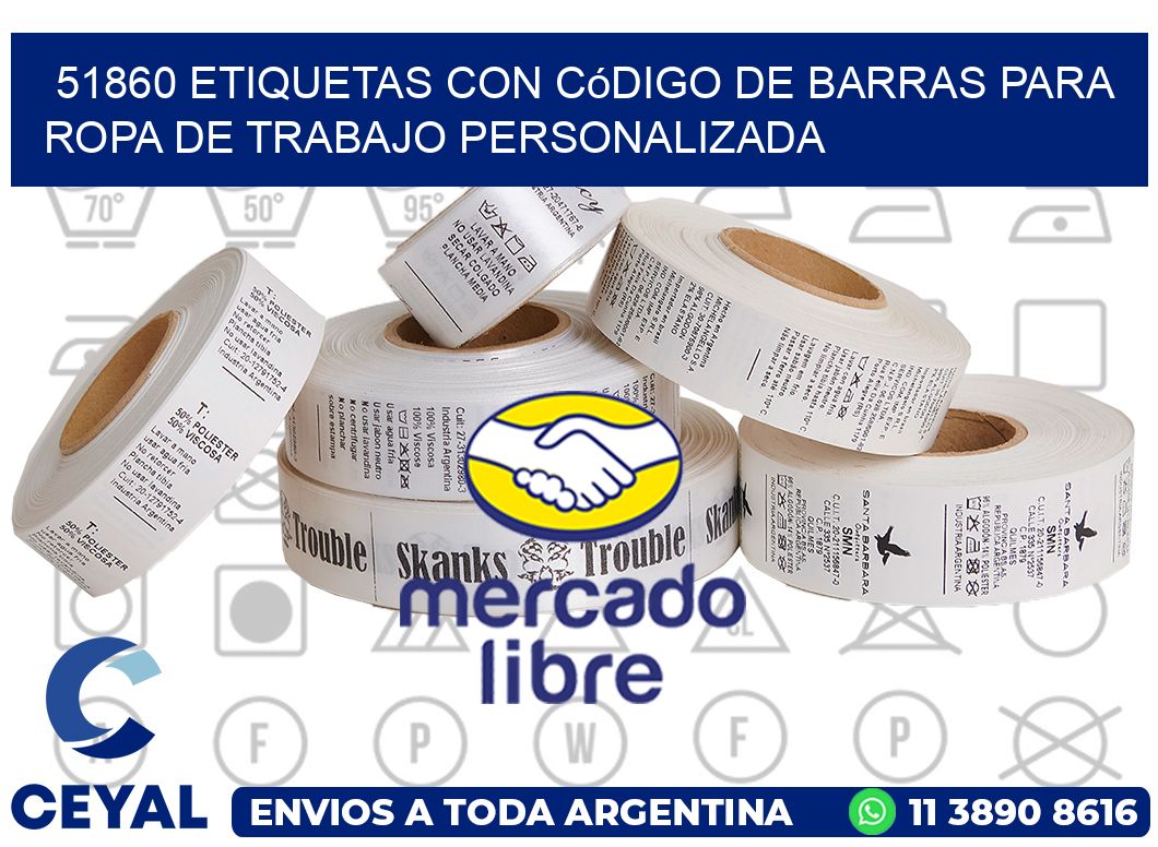 51860 Etiquetas con código de barras para ropa de trabajo personalizada
