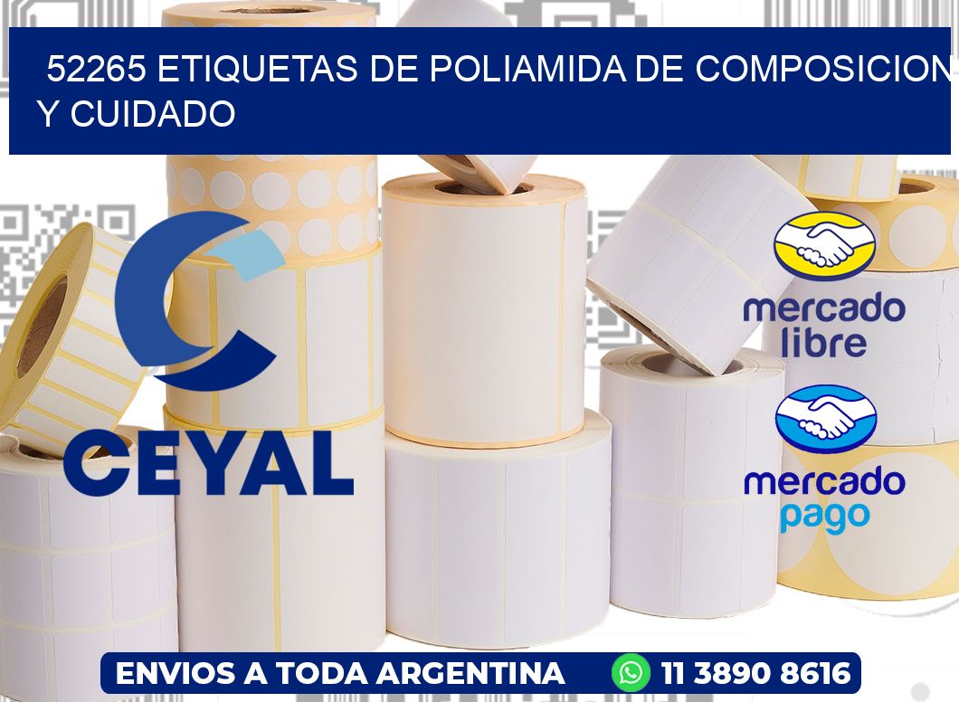 52265 etiquetas de poliamida de composicion y cuidado