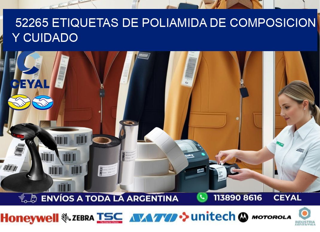 52265 etiquetas de poliamida de composicion y cuidado