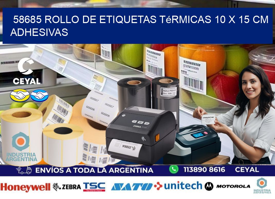 58685 Rollo de Etiquetas Térmicas 10 x 15 cm Adhesivas