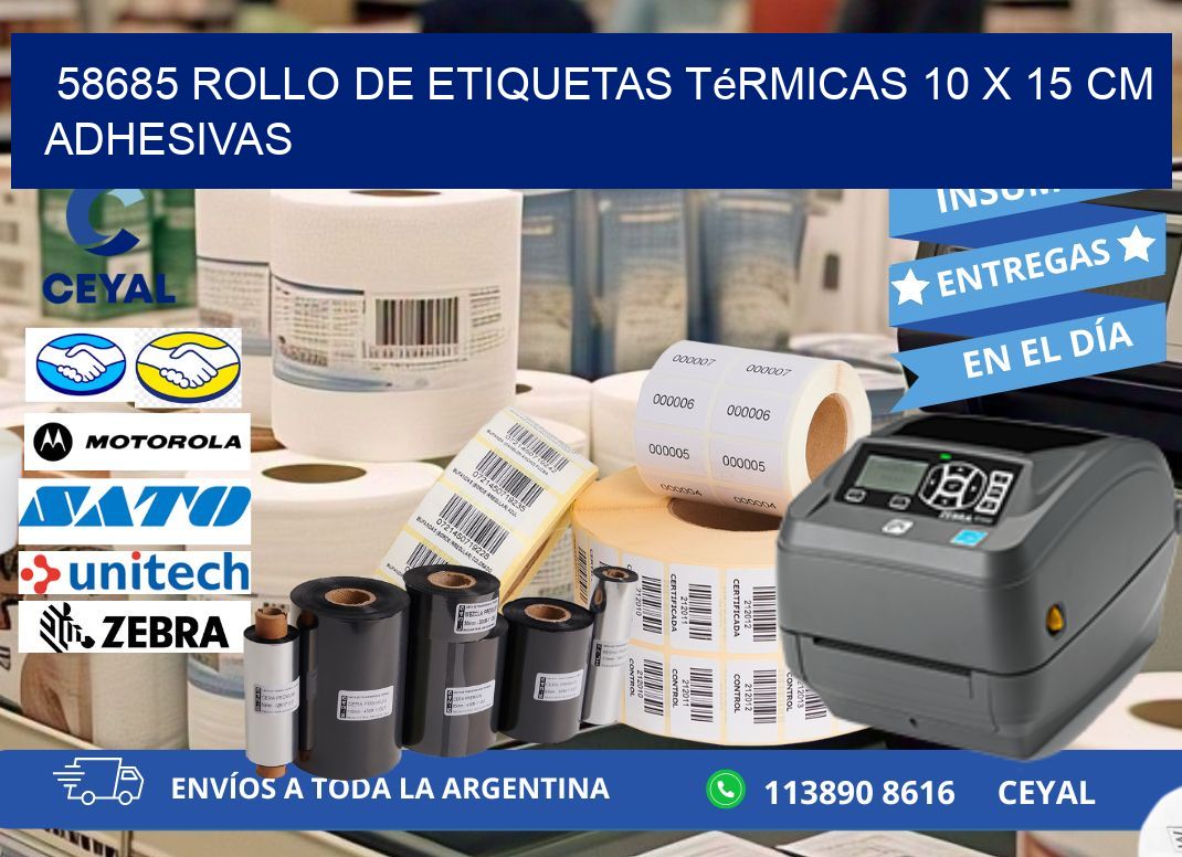 58685 Rollo de Etiquetas Térmicas 10 x 15 cm Adhesivas