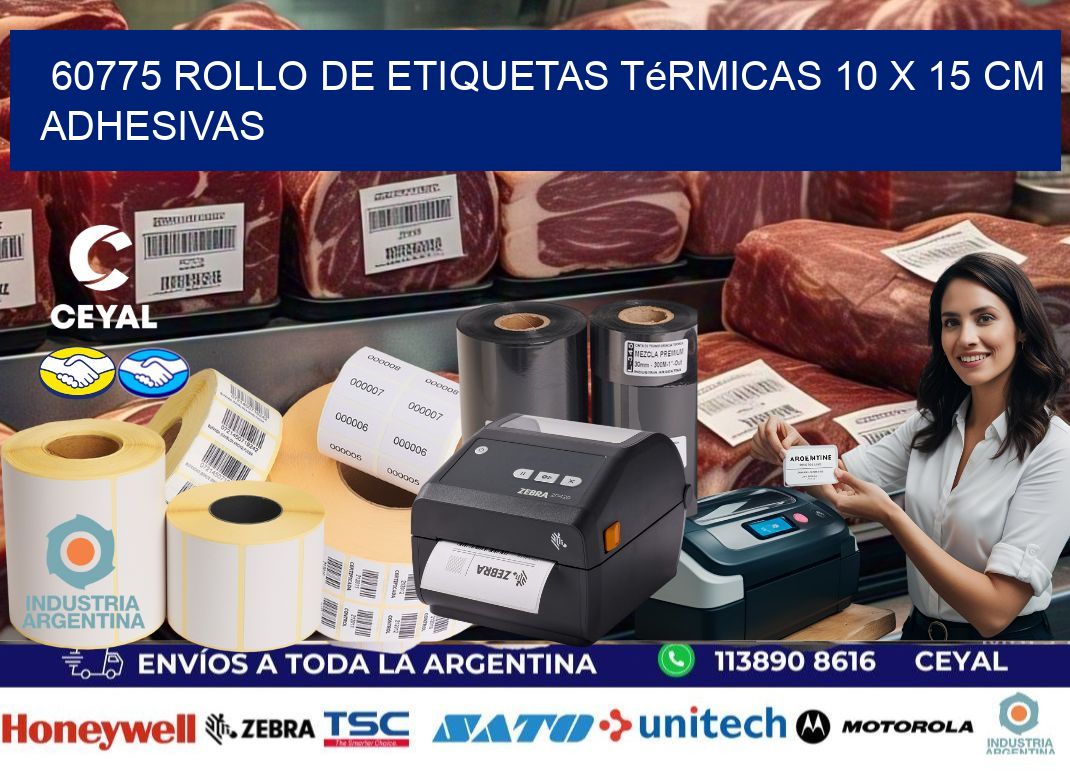 60775 Rollo de Etiquetas Térmicas 10 x 15 cm Adhesivas