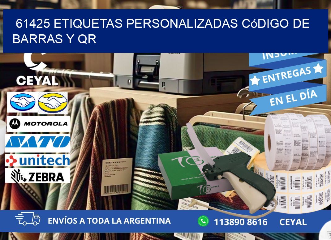 61425 etiquetas personalizadas código de barras y QR