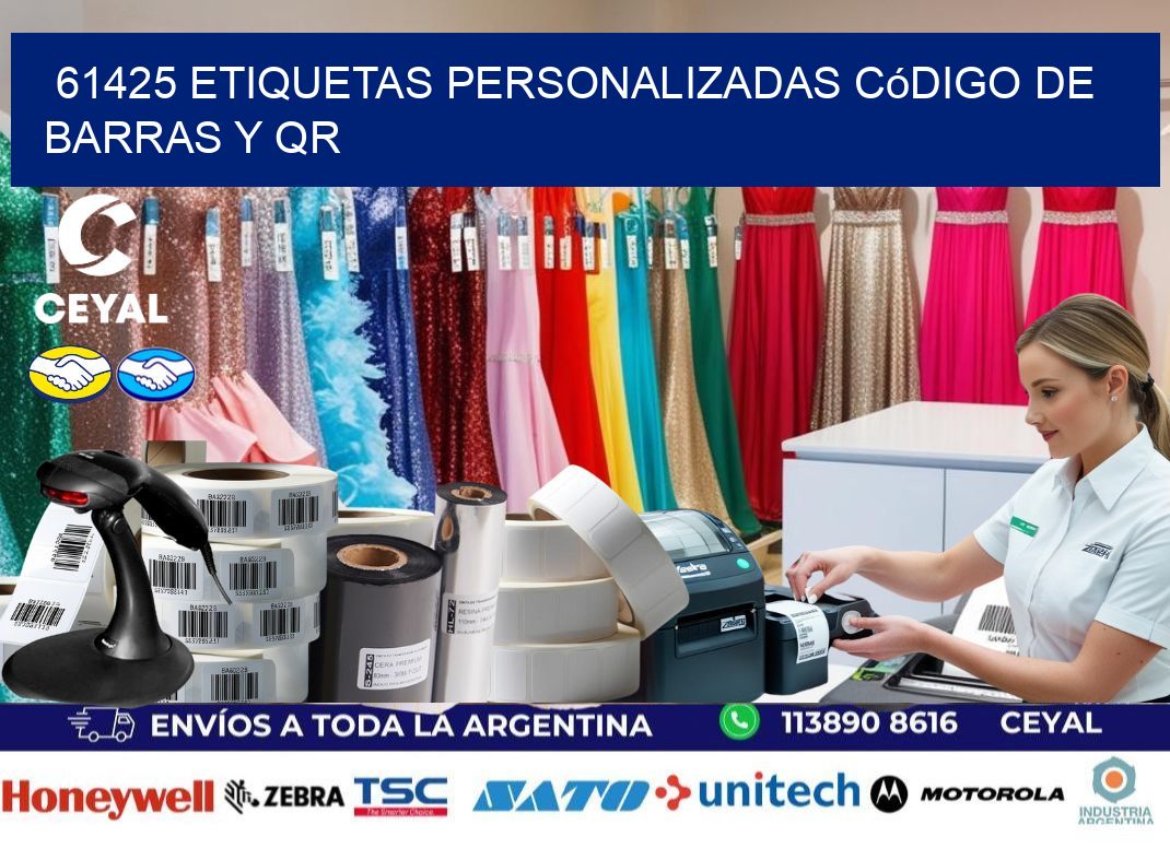 61425 etiquetas personalizadas código de barras y QR