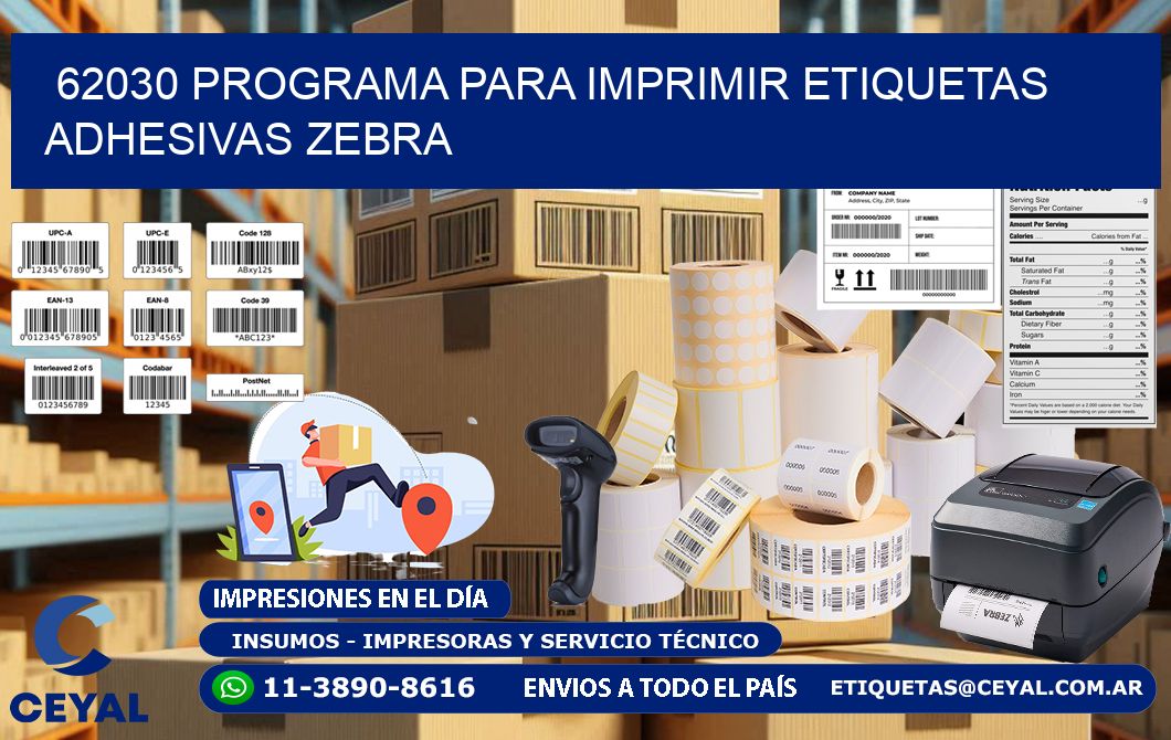 62030 Programa para imprimir etiquetas adhesivas zebra