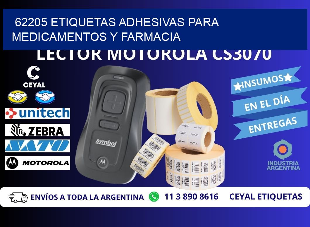62205 Etiquetas adhesivas para medicamentos y farmacia