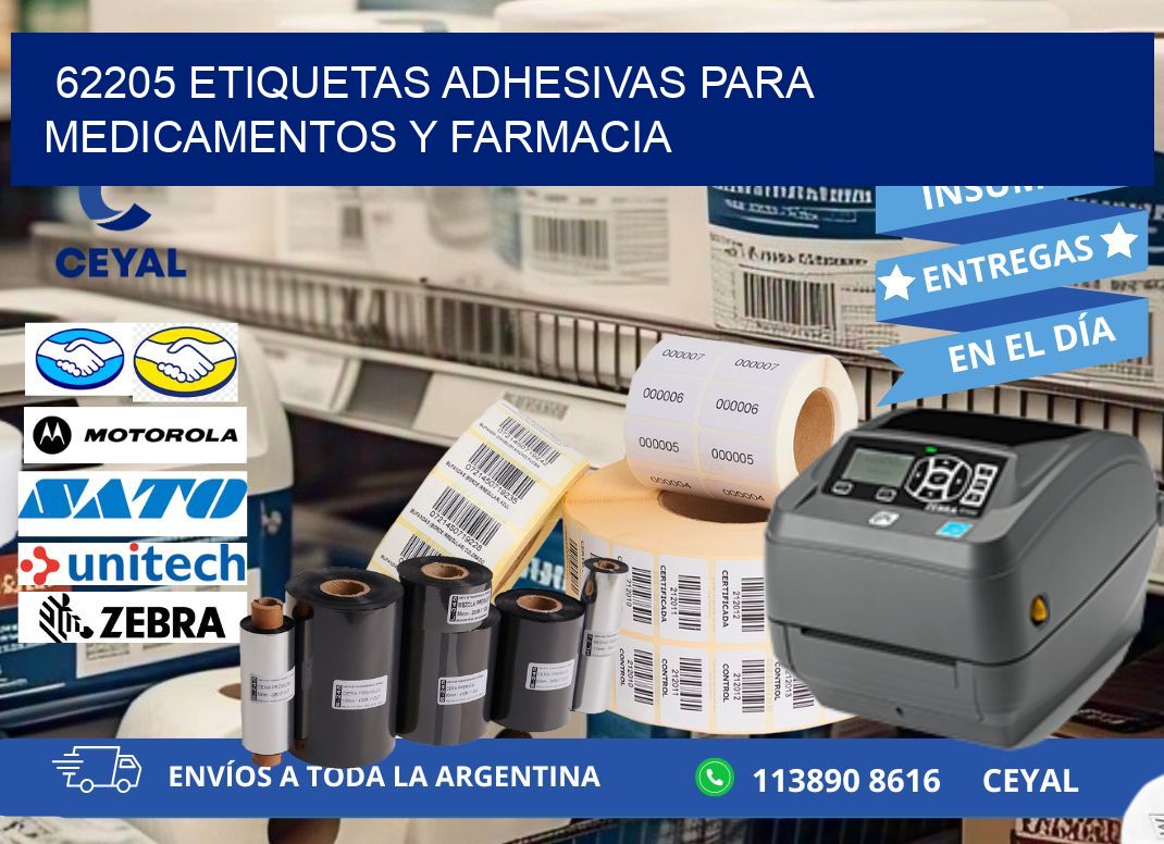 62205 Etiquetas adhesivas para medicamentos y farmacia