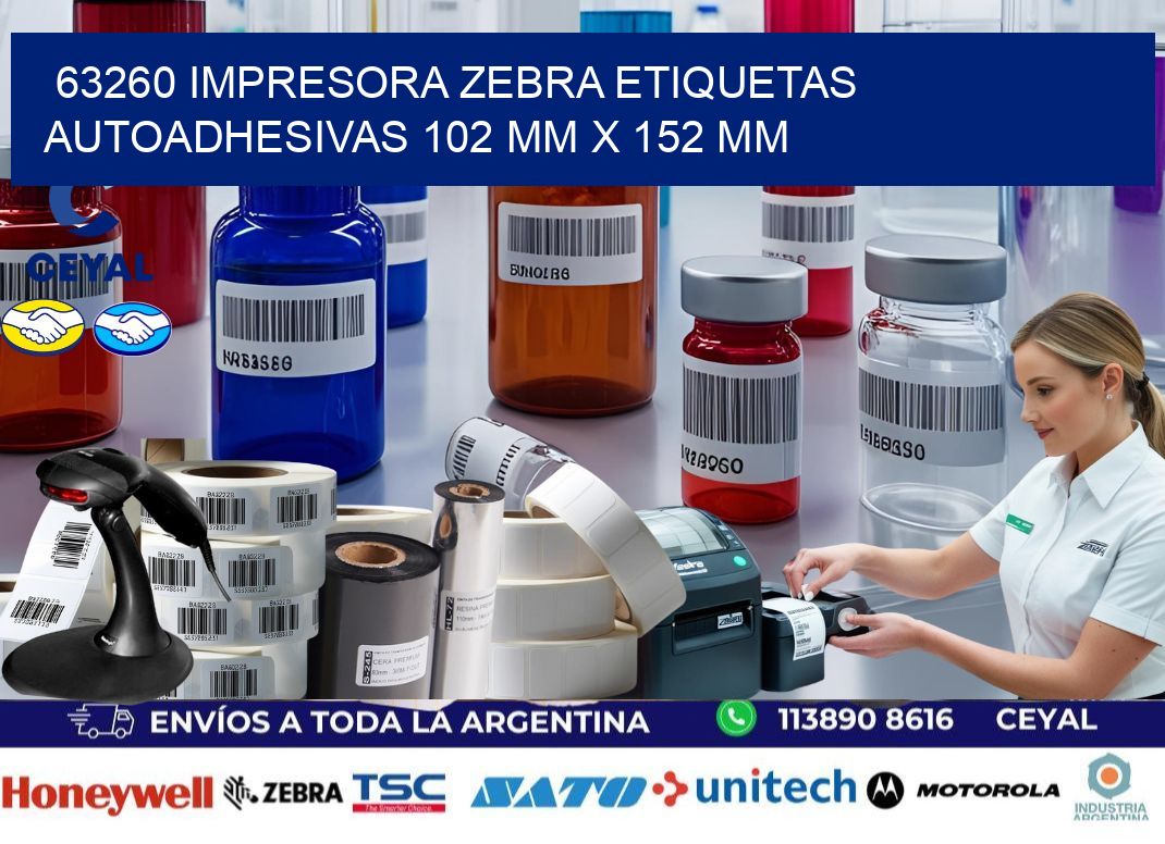 63260 impresora zebra etiquetas autoadhesivas 102 mm x 152 mm