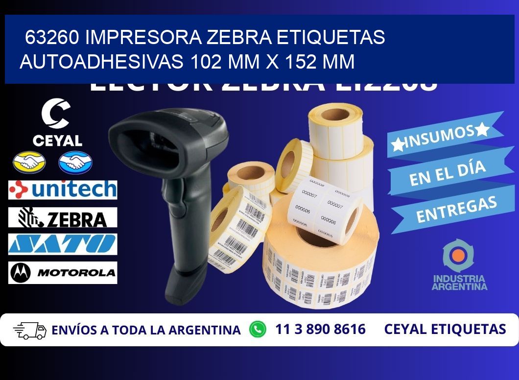 63260 impresora zebra etiquetas autoadhesivas 102 mm x 152 mm