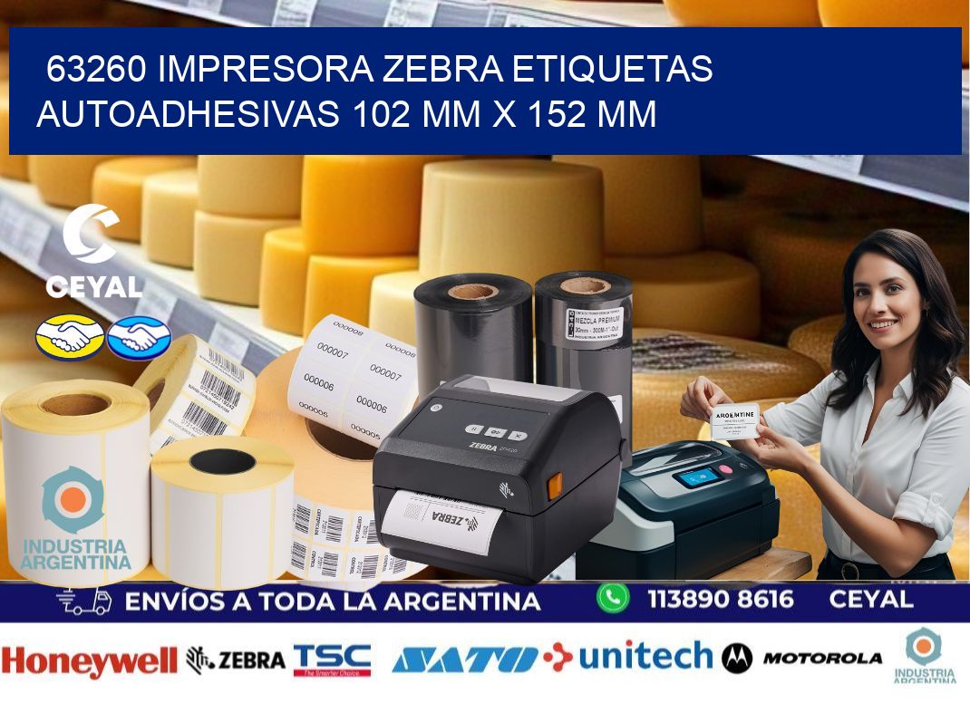 63260 impresora zebra etiquetas autoadhesivas 102 mm x 152 mm
