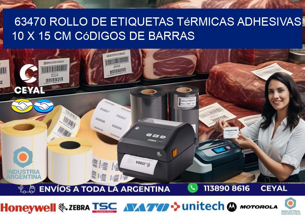 63470 Rollo de Etiquetas Térmicas Adhesivas 10 x 15 cm Códigos de Barras