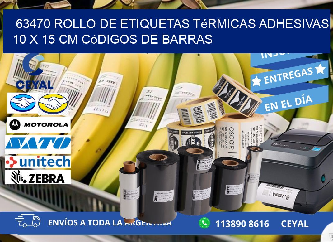 63470 Rollo de Etiquetas Térmicas Adhesivas 10 x 15 cm Códigos de Barras