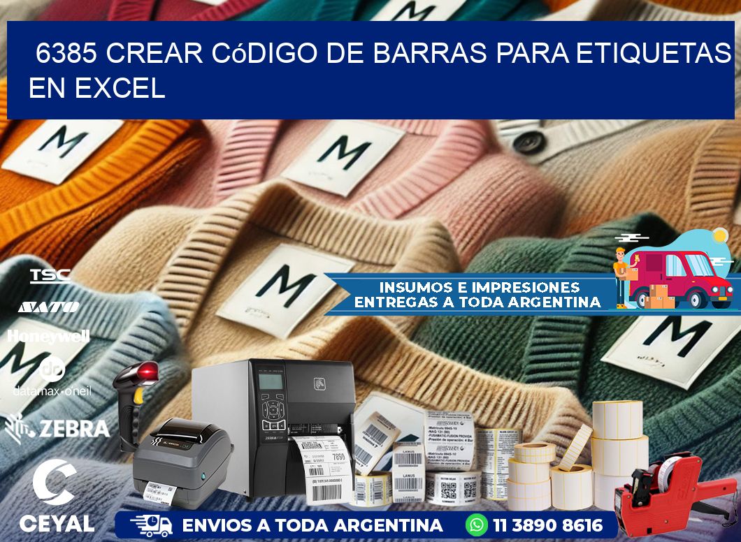 6385 Crear código de barras para etiquetas en Excel