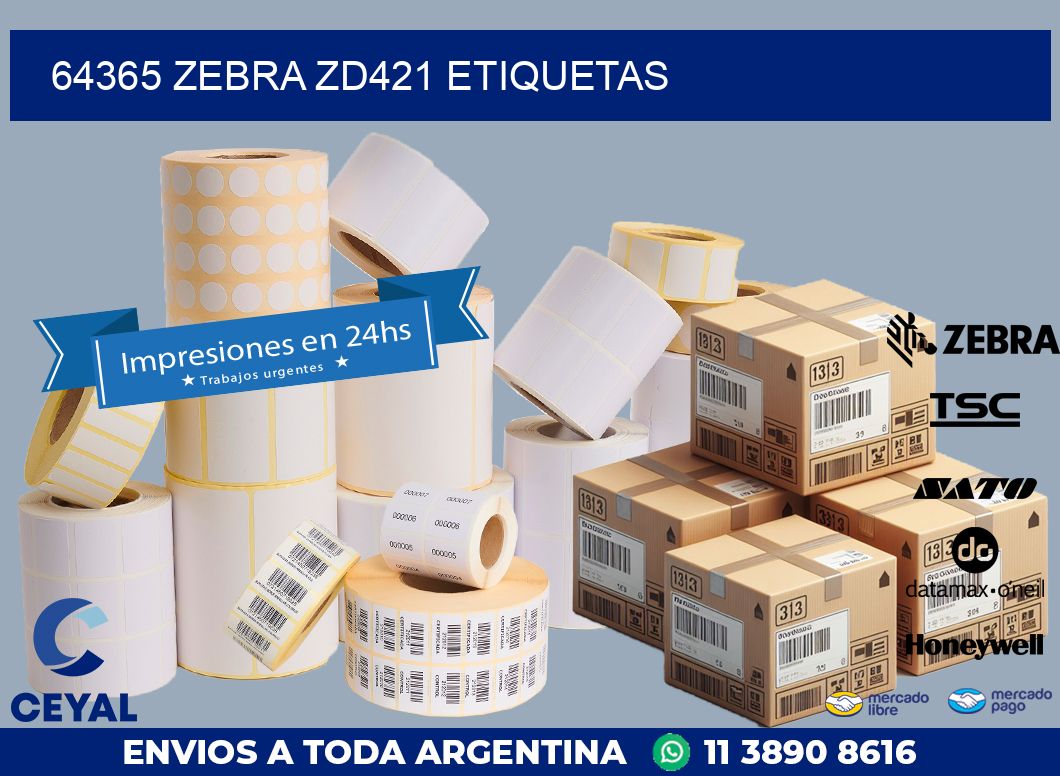 64365 Zebra ZD421 etiquetas