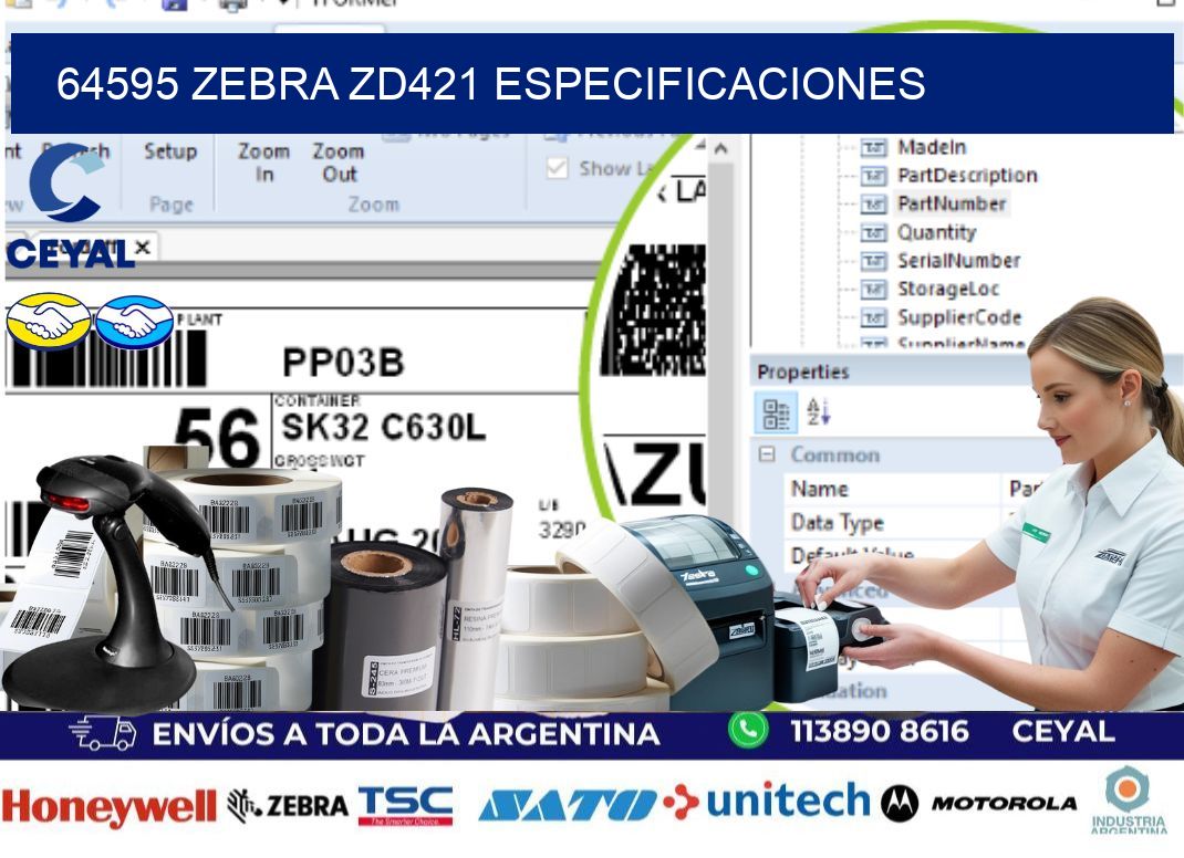 64595 Zebra ZD421 especificaciones