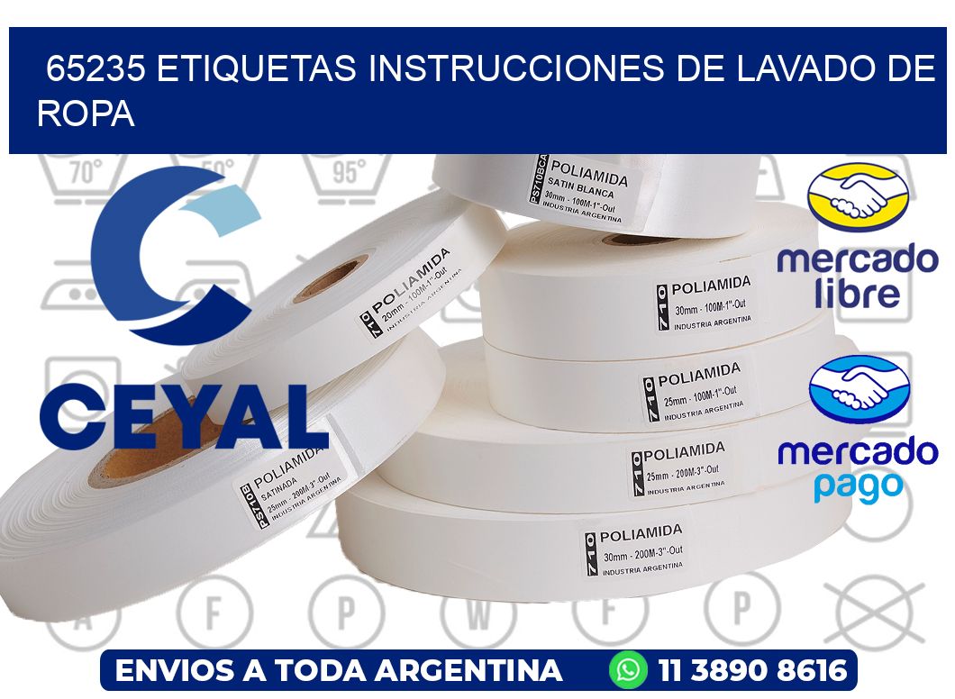 65235 etiquetas instrucciones de lavado de ropa
