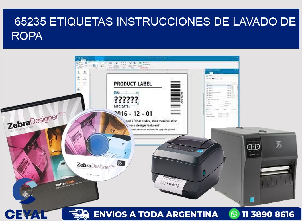 65235 etiquetas instrucciones de lavado de ropa