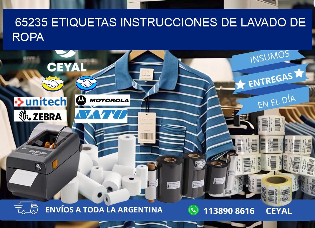 65235 etiquetas instrucciones de lavado de ropa