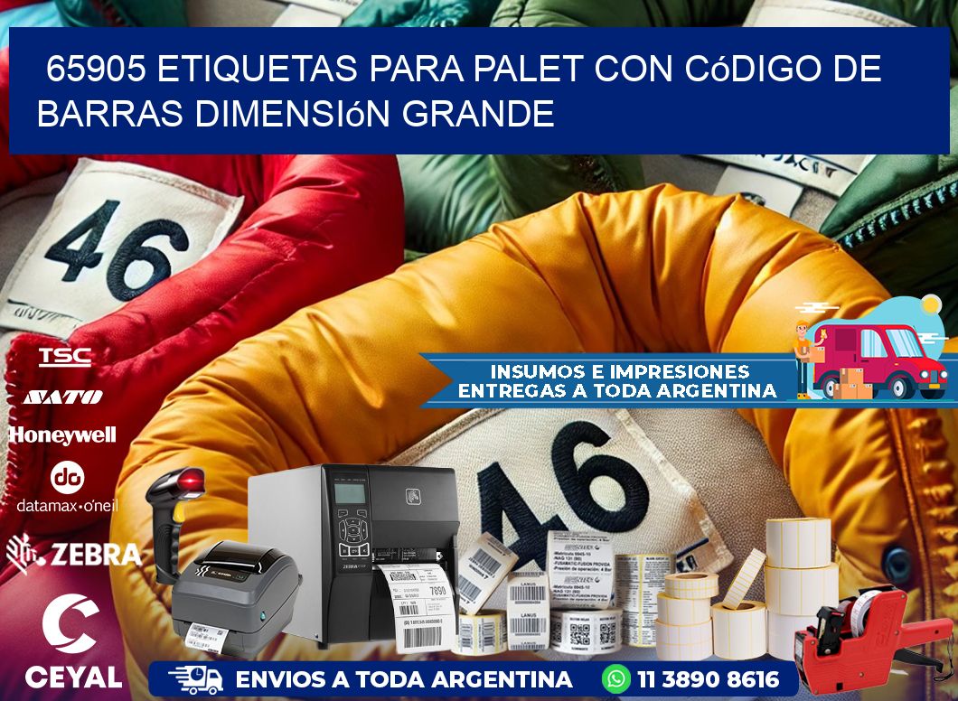 65905 etiquetas para palet con código de barras dimensión grande