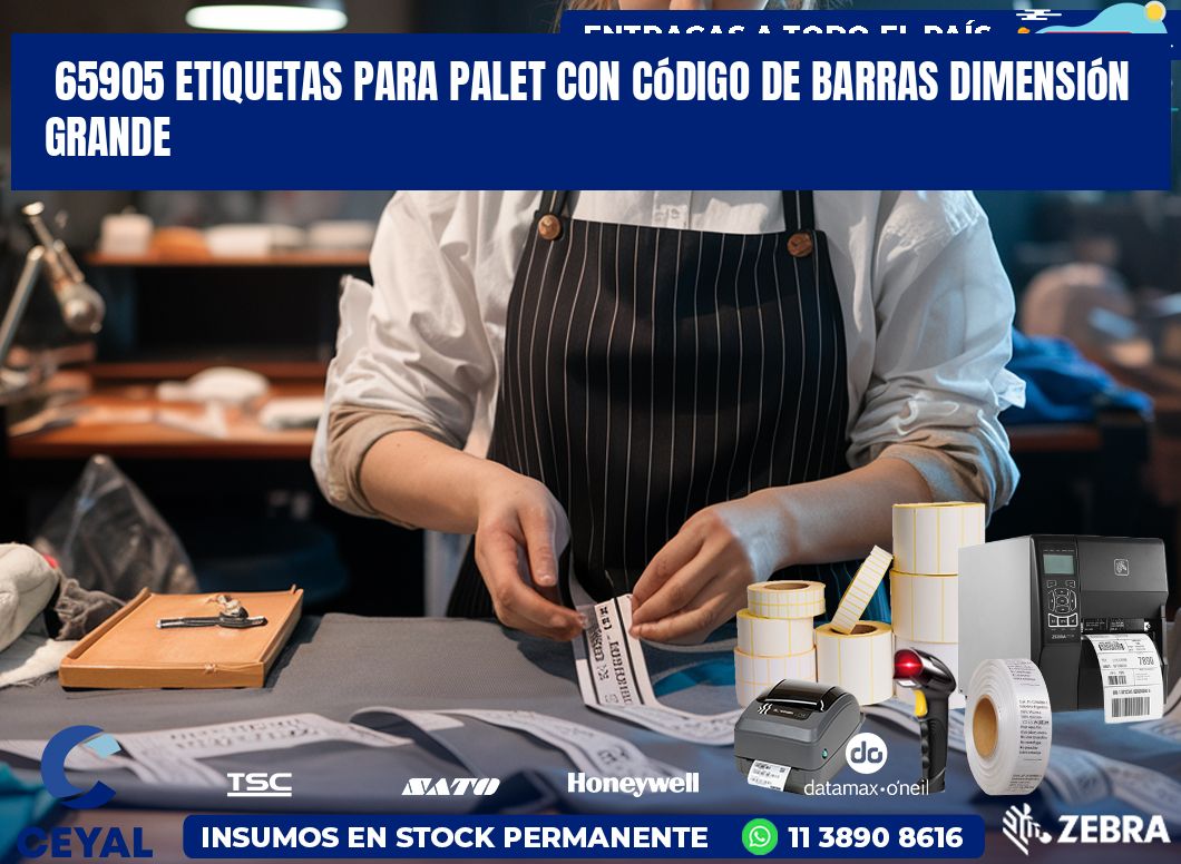 65905 etiquetas para palet con código de barras dimensión grande