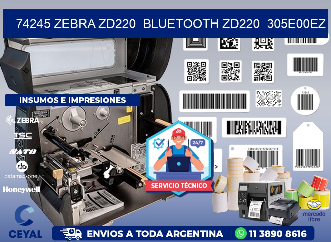 74245 Zebra ZD220 Bluetooth ZD220 305E00EZ