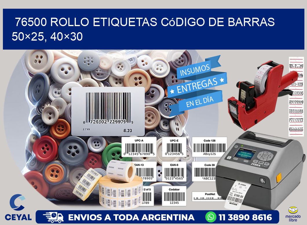 76500 rollo etiquetas código de barras 50×25, 40×30
