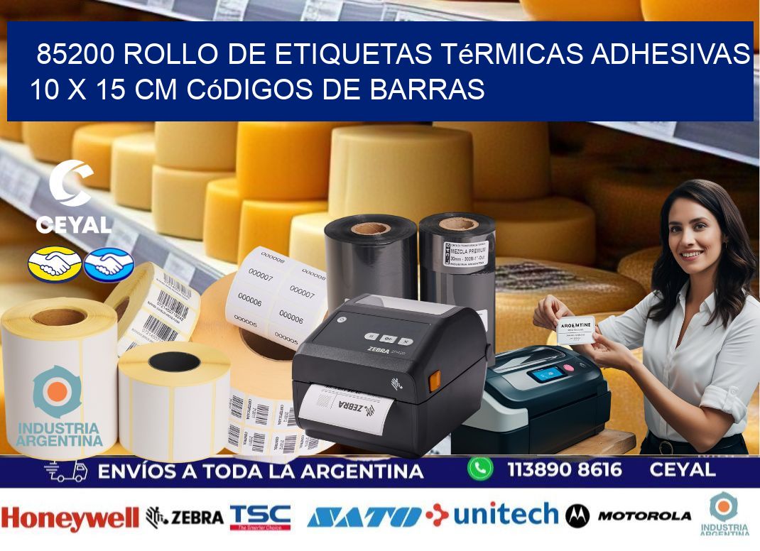 85200 Rollo de Etiquetas Térmicas Adhesivas 10 x 15 cm Códigos de Barras