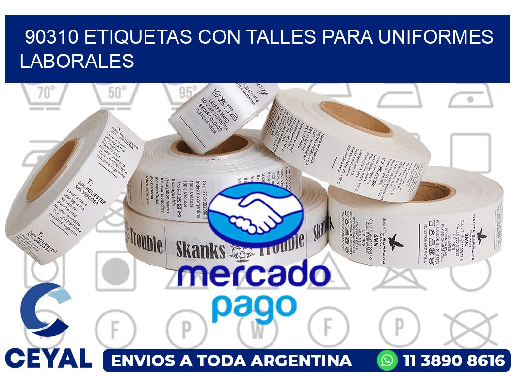 90310 etiquetas con talles para uniformes laborales