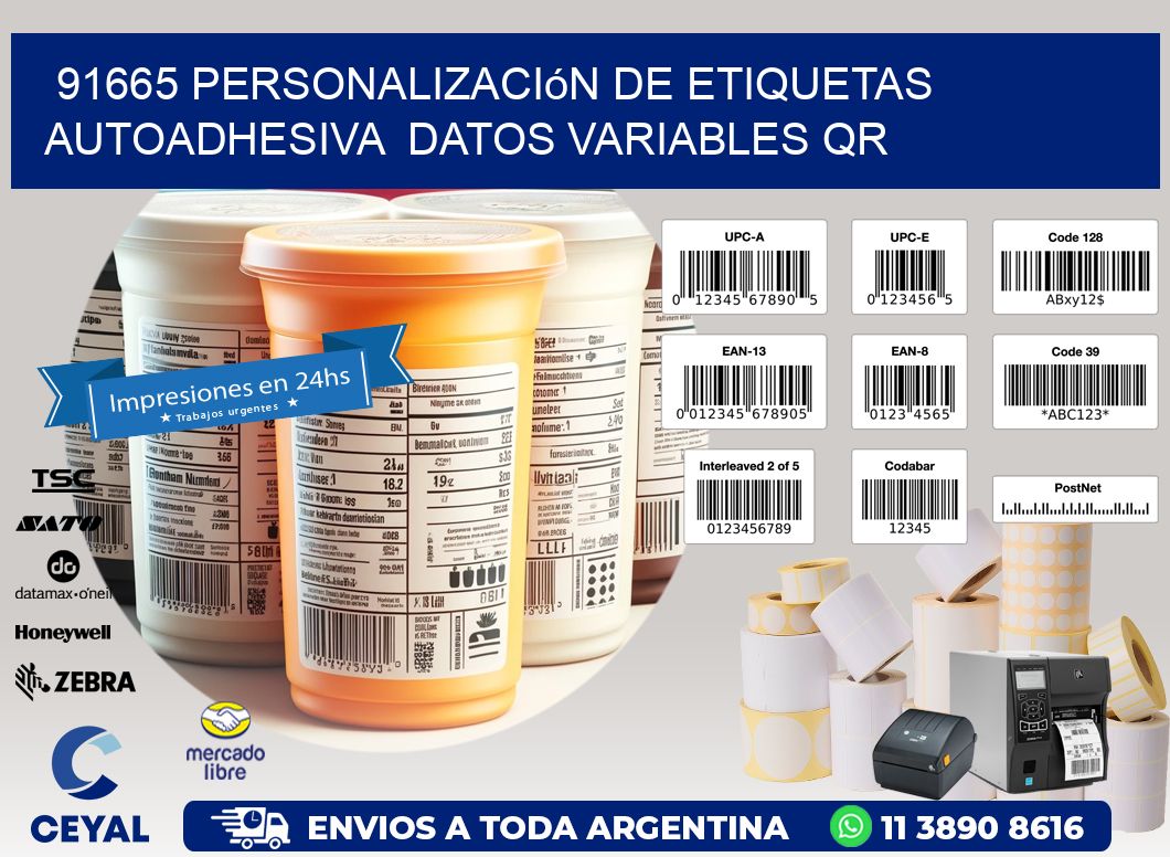 91665 Personalización de etiquetas autoadhesiva datos variables QR