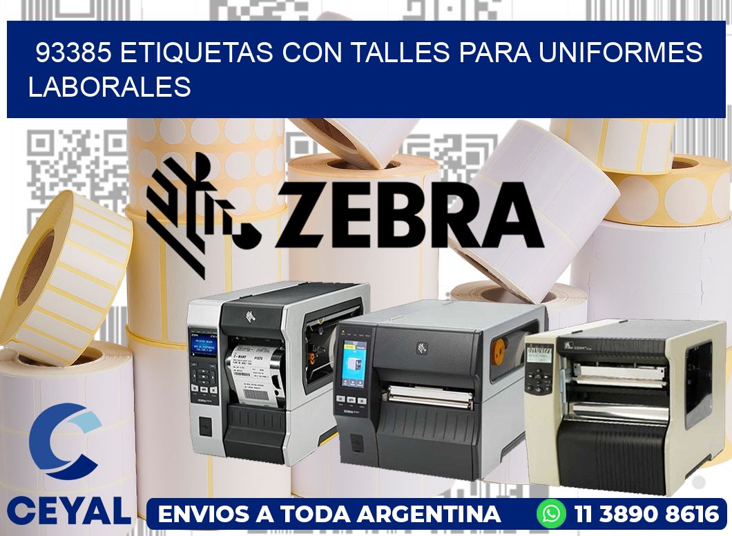93385 etiquetas con talles para uniformes laborales