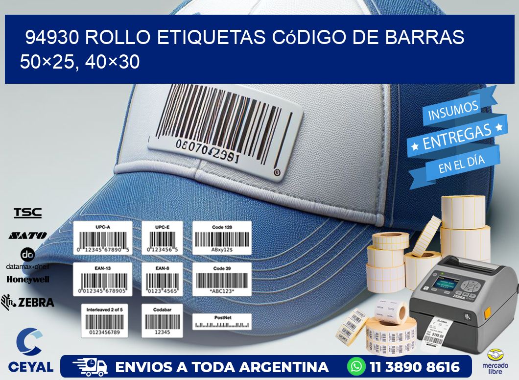 94930 rollo etiquetas código de barras 50×25, 40×30
