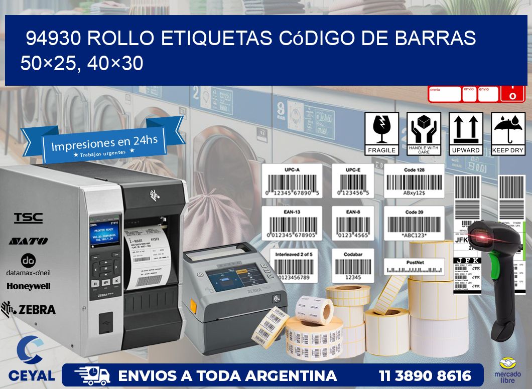 94930 rollo etiquetas código de barras 50×25, 40×30