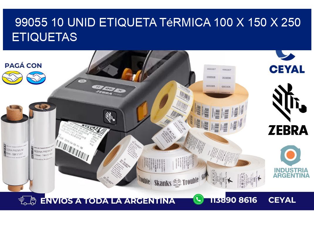 99055 10 Unid Etiqueta Térmica 100 x 150 x 250 etiquetas