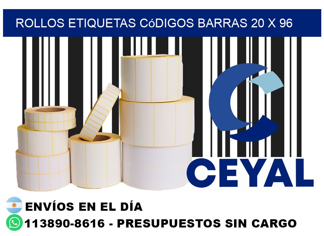 rollos etiquetas códigos barras 20 x 96