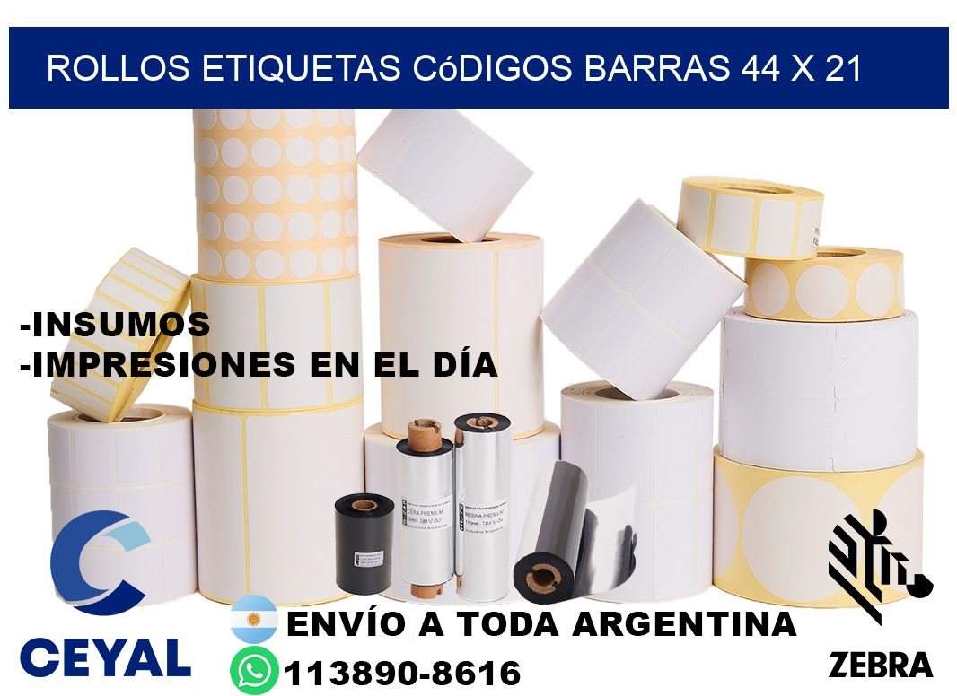 rollos etiquetas códigos barras 44 x 21