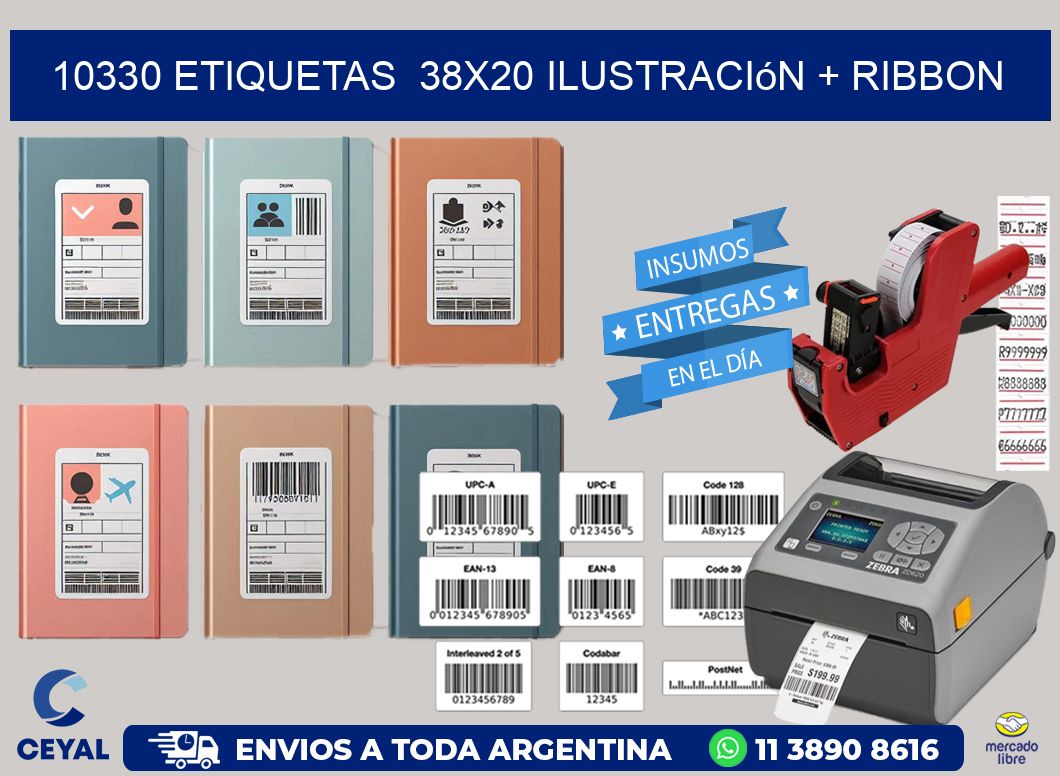 10330 etiquetas 38x20 ilustración + ribbon