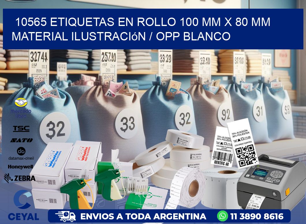 10565 Etiquetas en rollo 100 mm x 80 mm material Ilustración / OPP Blanco
