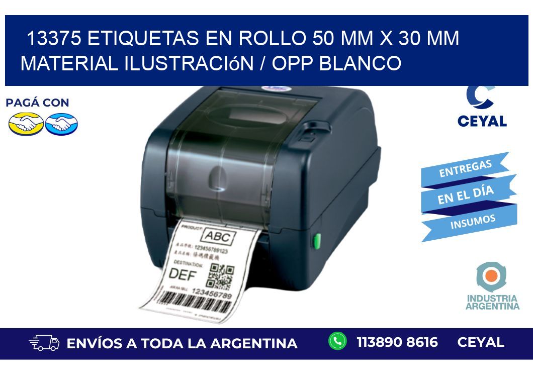 13375 Etiquetas en rollo 50 mm x 30 mm material Ilustración / OPP Blanco