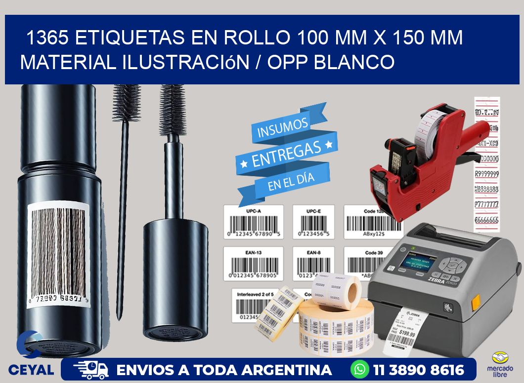 1365 Etiquetas en rollo 100 mm x 150 mm material Ilustración / OPP Blanco