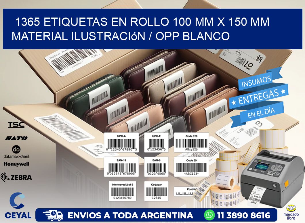 1365 Etiquetas en rollo 100 mm x 150 mm material Ilustración / OPP Blanco