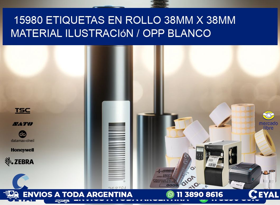 15980 Etiquetas en rollo 38mm x 38mm material Ilustración / OPP Blanco