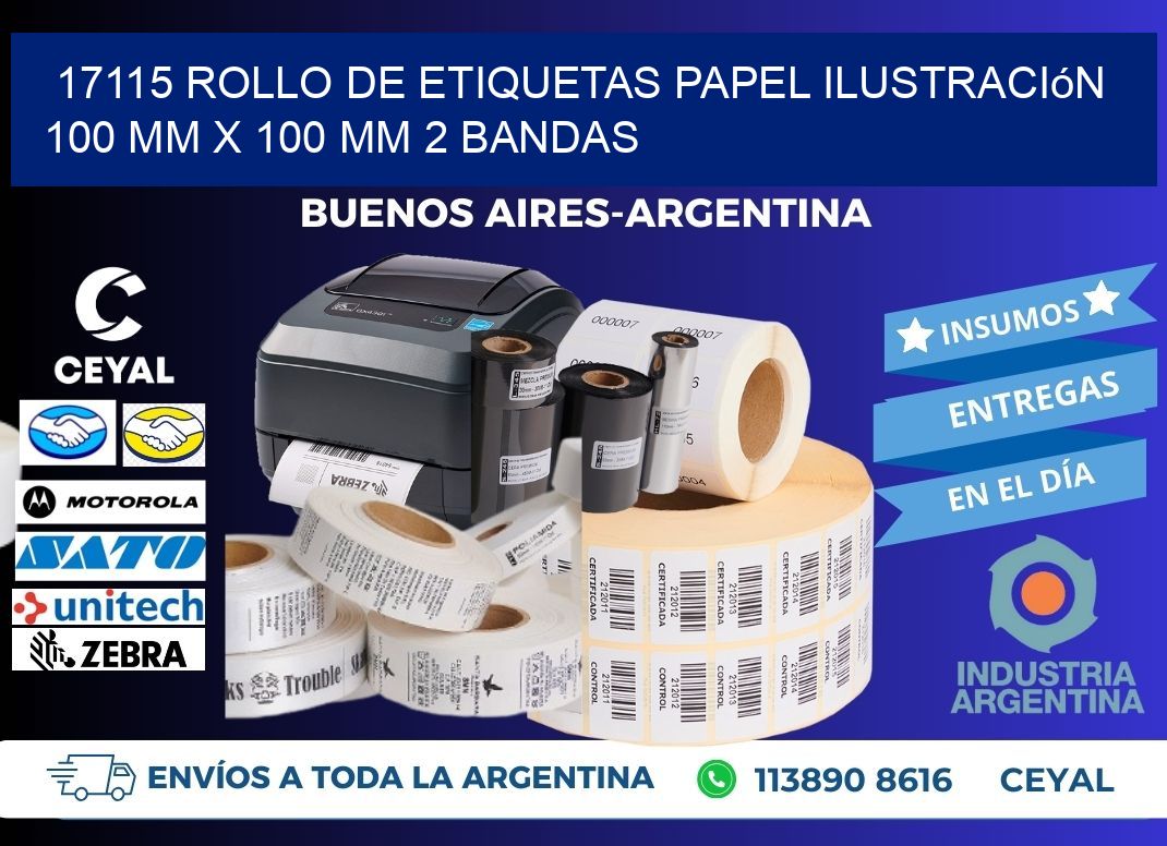 17115 Rollo de Etiquetas Papel Ilustración 100 mm x 100 mm 2 Bandas