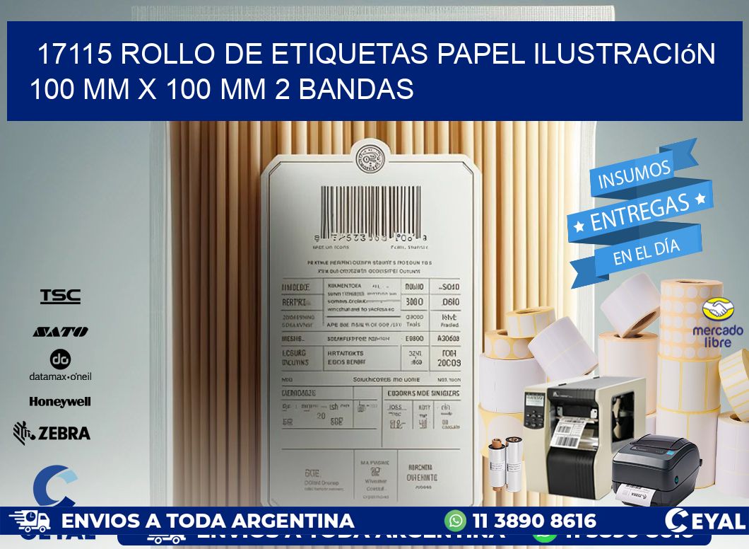 17115 Rollo de Etiquetas Papel Ilustración 100 mm x 100 mm 2 Bandas