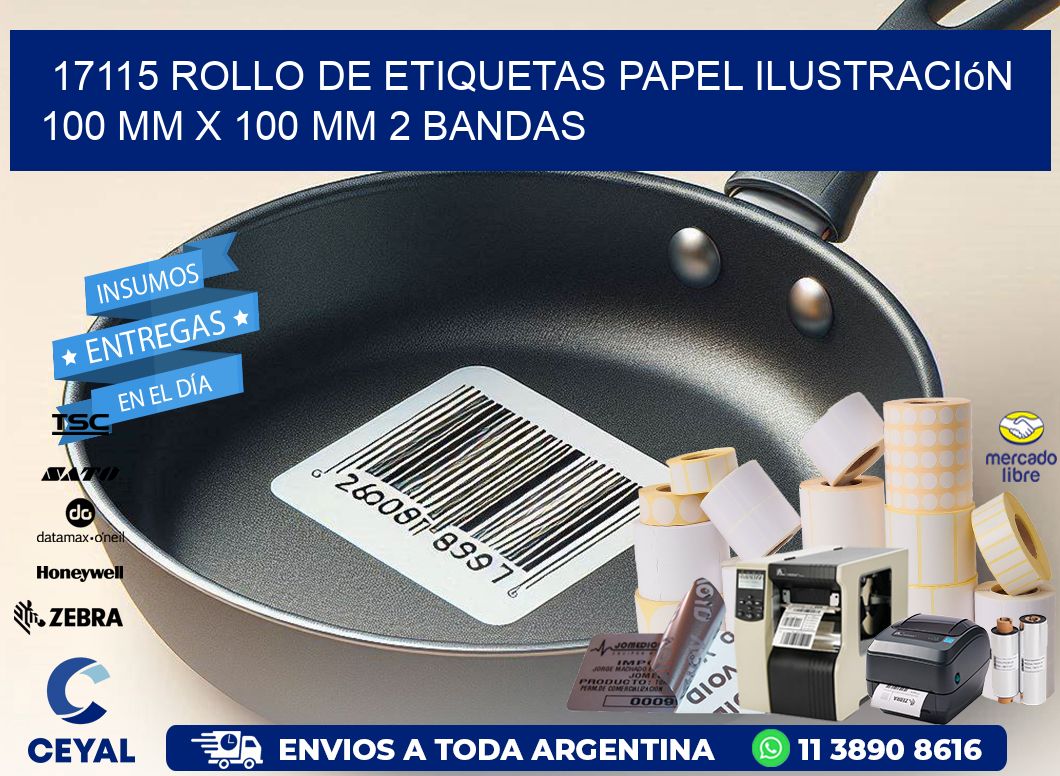 17115 Rollo de Etiquetas Papel Ilustración 100 mm x 100 mm 2 Bandas
