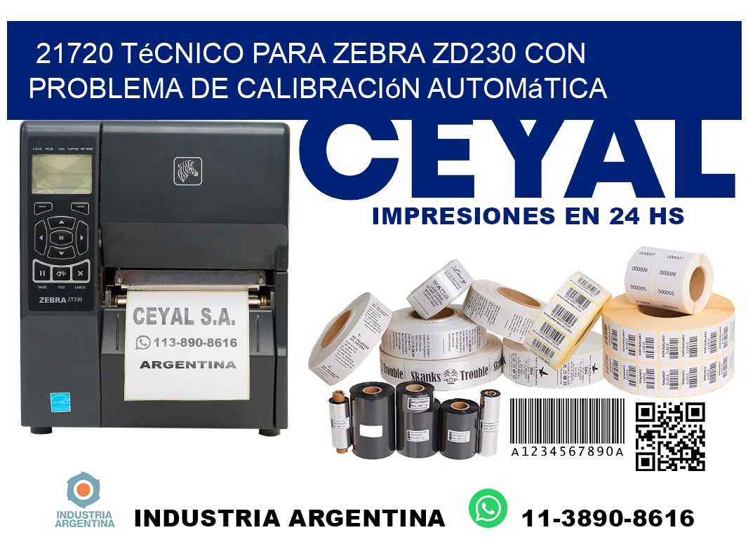 21720 técnico para zebra zd230 con problema de calibración automática