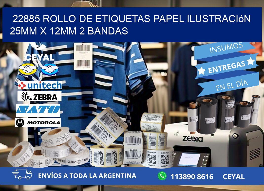 22885 Rollo de Etiquetas Papel Ilustración 25mm x 12mm 2 Bandas